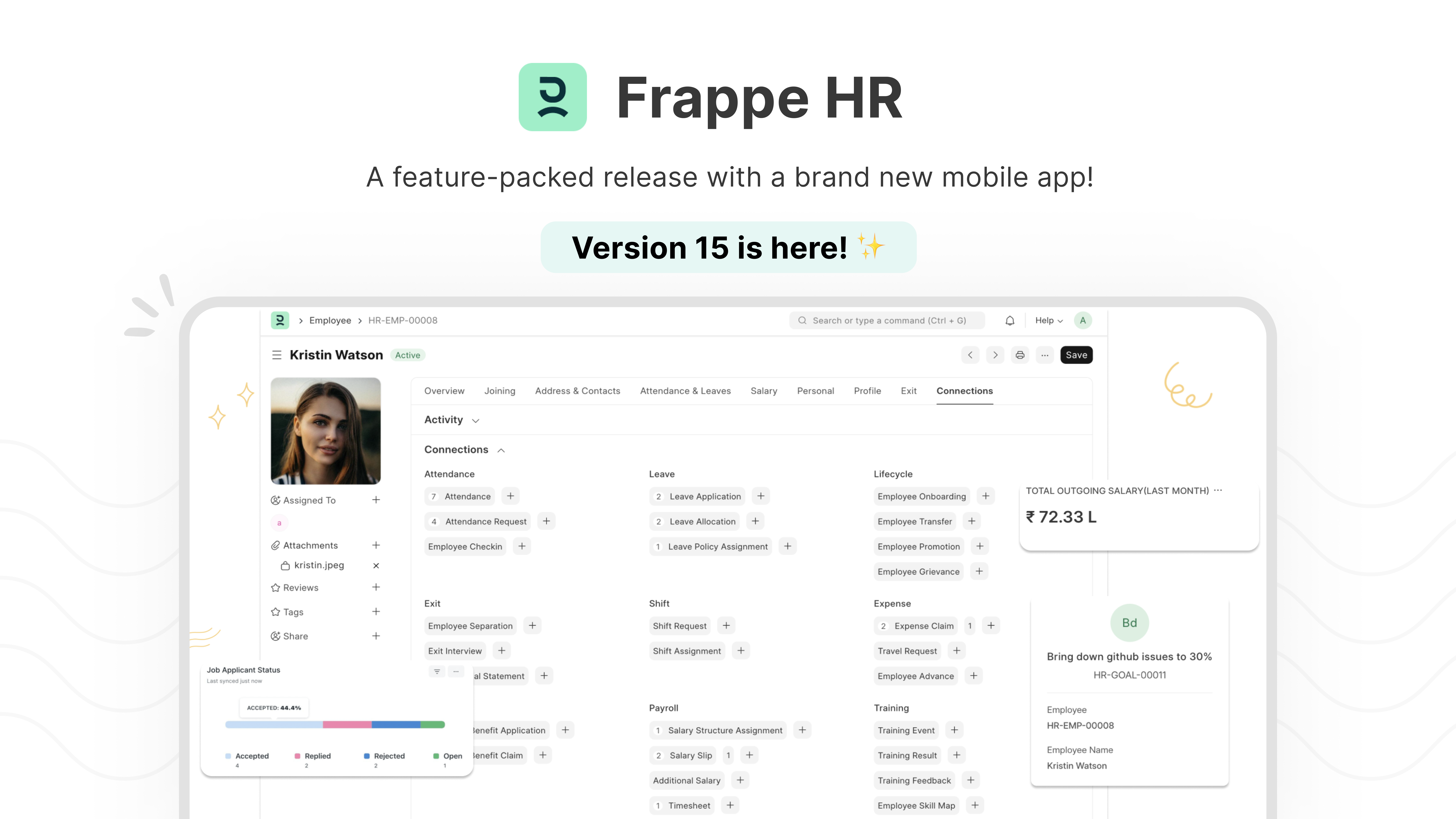 October 2023 - Introducing Frappe HR Version 15 - Cover Image